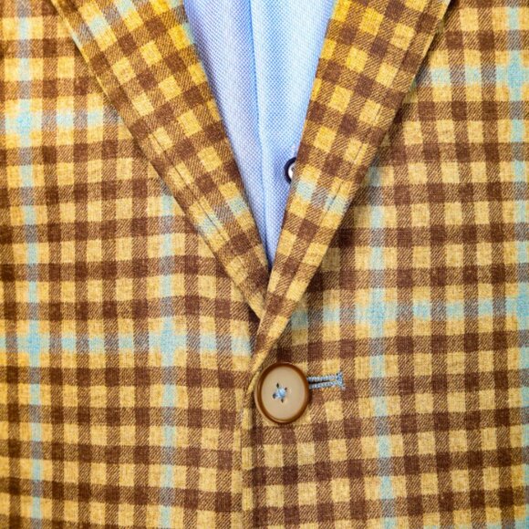 7 Downie St NWT Colton Tan Plaid Stretch Blazer - Picture 3 of 3